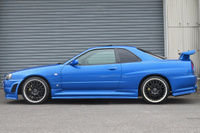 1999 Nissan SKYLINE COUPE R34 25GT Turbo GT-R Look Bayside Blue, Blitz Intercooler, Aftermarket 19 Inch Wheels
