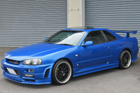 1999 Nissan SKYLINE COUPE R34 25GT Turbo GT-R Look Bayside Blue, Blitz Intercooler, Aftermarket 19 Inch Wheels