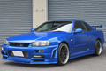 1999 Nissan SKYLINE COUPE R34 25GT Turbo GT-R Look Bayside Blue, Blitz Intercooler, Aftermarket 19 Inch Wheels