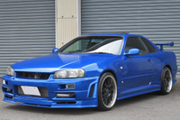 1999 Nissan SKYLINE COUPE R34 25GT Turbo GT-R Look Bayside Blue, Blitz Intercooler, Aftermarket 19 Inch Wheels