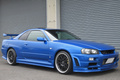1999 Nissan SKYLINE COUPE R34 25GT Turbo GT-R Look Bayside Blue, Blitz Intercooler, Aftermarket 19 Inch Wheels
