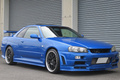1999 Nissan SKYLINE COUPE R34 25GT Turbo GT-R Look Bayside Blue, Blitz Intercooler, Aftermarket 19 Inch Wheels