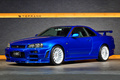 1999 Nissan SKYLINE GT-R BNR34 R34 Skyline GT-R V-Spec, TV2 Bayside Blue, Nismo S-Tune Front Bumper, Enkei 18 Inch Wheels