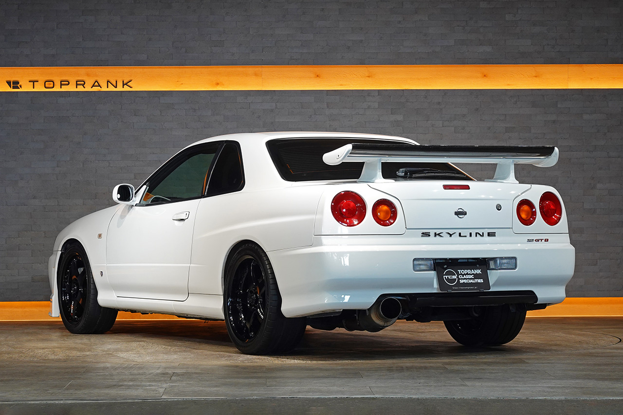 1998 Nissan SKYLINE COUPE ER34 Skyline 25GT-T, NISMO LMGT-3 18inch Wheels, R34 Skyline GT-R Style Rear Wing, Blitz Muffler