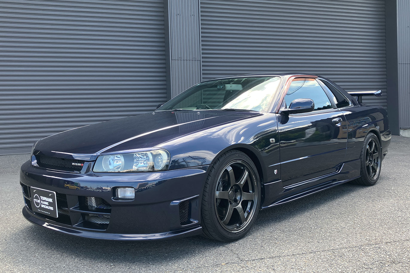 1999 Nissan SKYLINE COUPE ER34 Skyline 25GT-T, NISMO Front Bumper, Dark Blue Pearl-BP9-, RAYS TE37