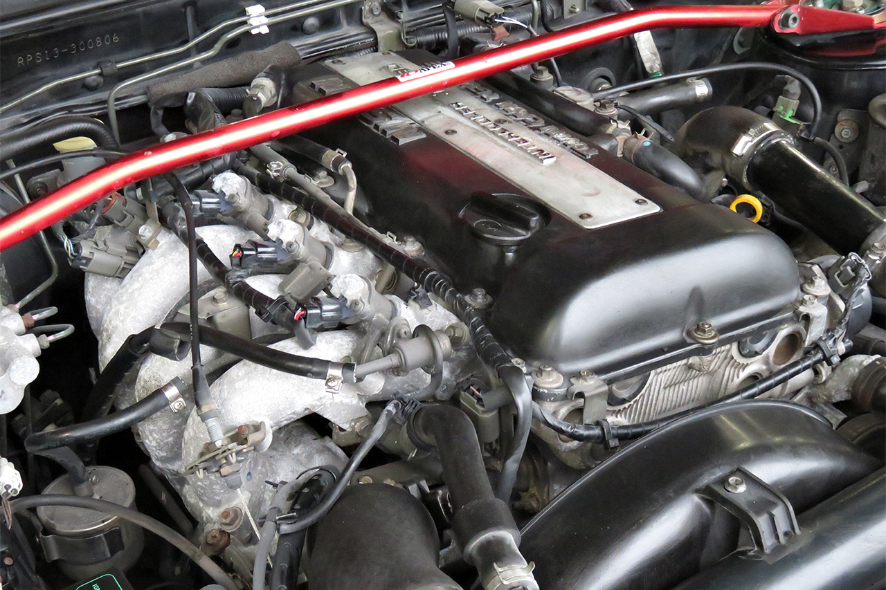 1995 Nissan 180SX type R/X, APEX tower bar, HKS Air cleaner, TEIN height adjustable coilovers, NISMO shift knob