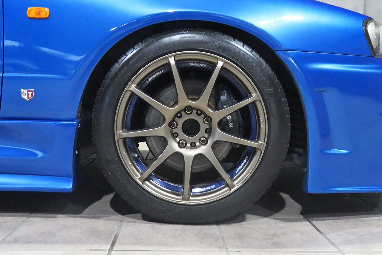 1998 Nissan SKYLINE ER34 25GT-X TURBO BAYSIDE BLUE, HKS Air Clean, HKS Height Adjustable Coilovers