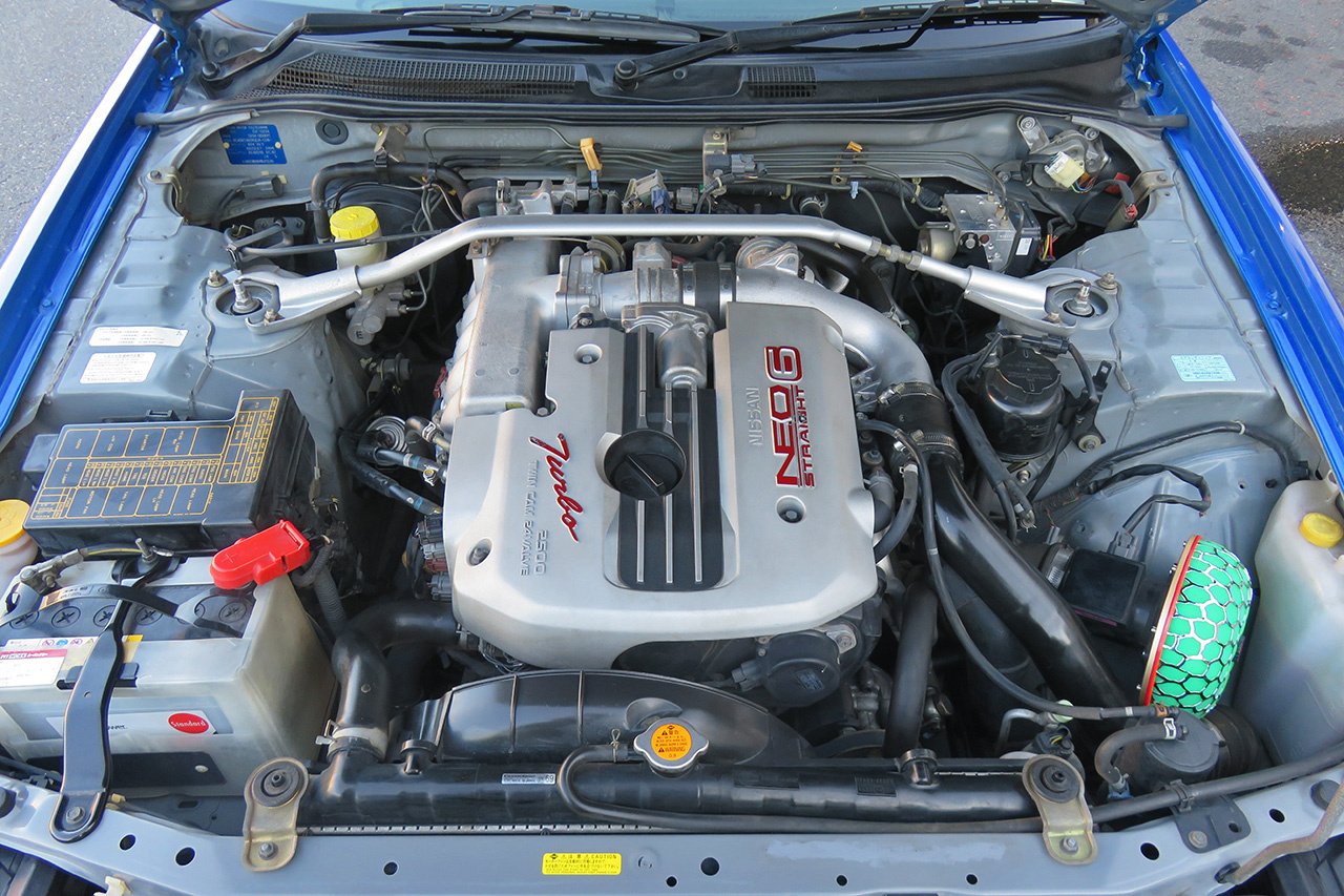 1998 Nissan SKYLINE ER34 25GT-X TURBO BAYSIDE BLUE, HKS Air Clean, HKS Height Adjustable Coilovers