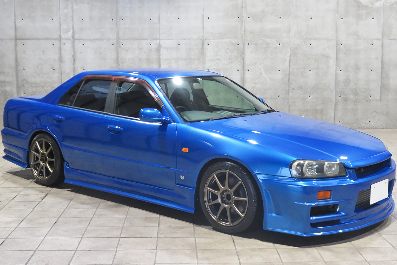 1998 Nissan SKYLINE ER34 25GT-X TURBO BAYSIDE BLUE, HKS Air Clean, HKS Height Adjustable Coilovers