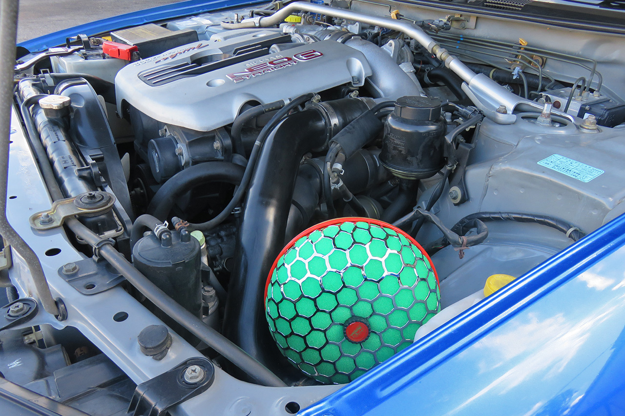 1998 Nissan SKYLINE ER34 25GT-X TURBO BAYSIDE BLUE, HKS Air Clean, HKS Height Adjustable Coilovers