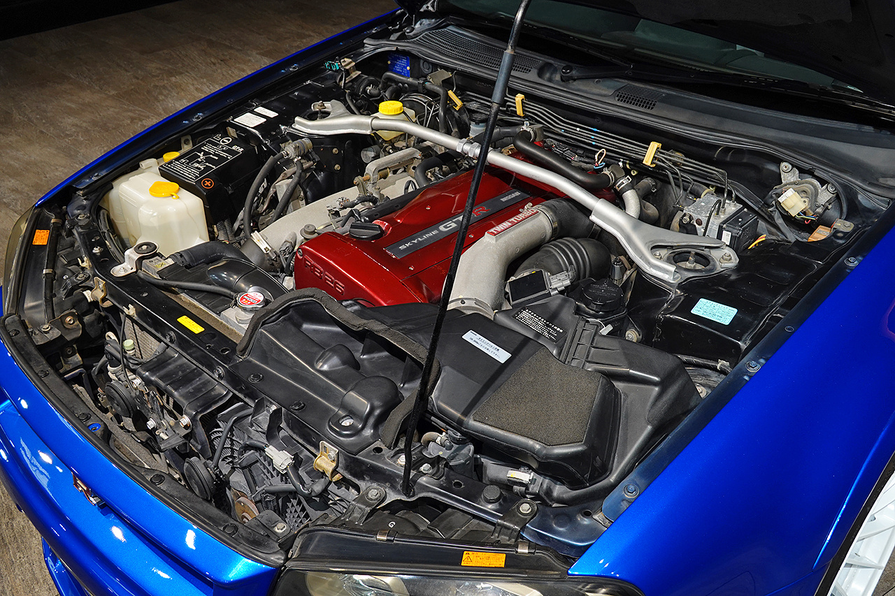 1999 Nissan SKYLINE GT-R BNR34 R34 Skyline GT-R V-Spec, TV2 Bayside Blue, Nismo S-Tune Front Bumper, Enkei 18 Inch Wheels