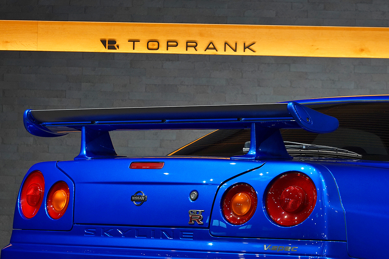 1999 Nissan SKYLINE GT-R BNR34 R34 Skyline GT-R V-Spec, TV2 Bayside Blue, Nismo S-Tune Front Bumper, Enkei 18 Inch Wheels