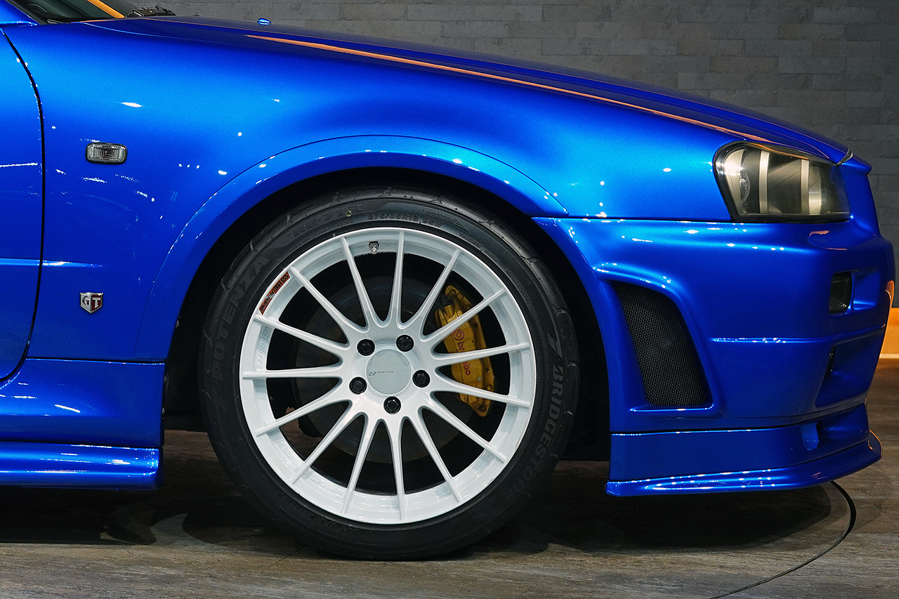 1999 Nissan SKYLINE GT-R BNR34 R34 Skyline GT-R V-Spec, TV2 Bayside Blue, Nismo S-Tune Front Bumper, Enkei 18 Inch Wheels